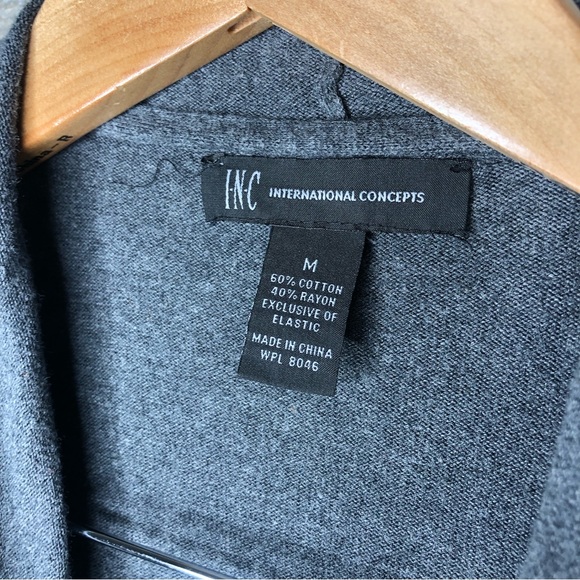 INC International Concepts grey open front cardigan sweater - Picture 2 of 3